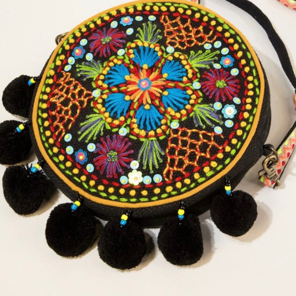 LAST 1 🔥 Embroidered Tambourine Crossbody Bag - Picture 4 of 10